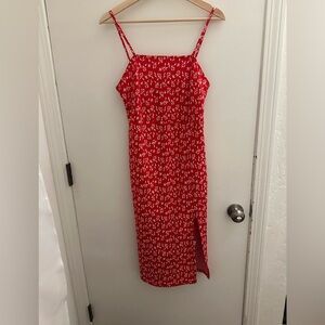 Zara Red Floral Midi Dress